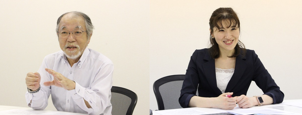 公益社団法人日本臨床工学技士会　専務理事　那須野修一様(左)　事務局　押本真理子様(右)